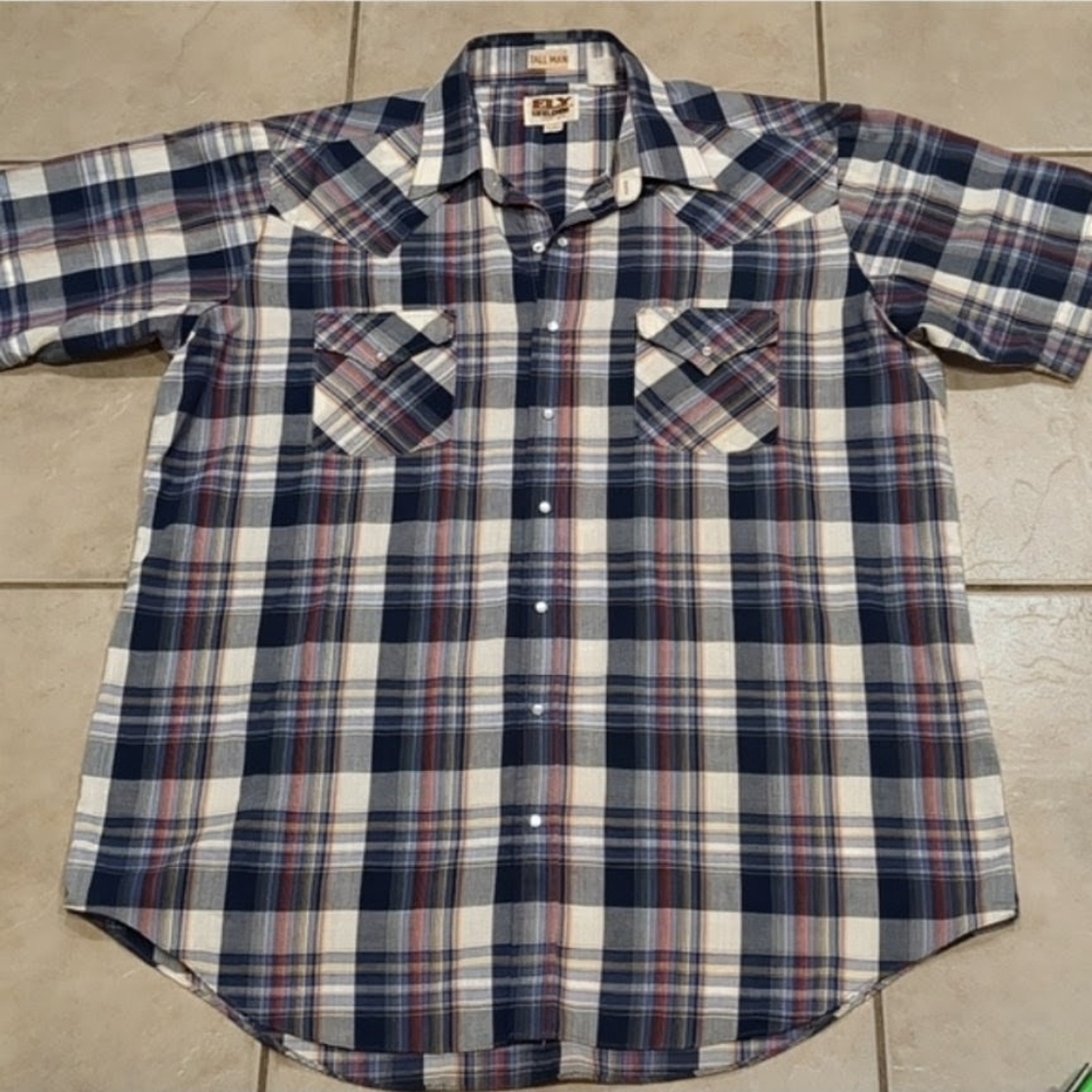 Vintage Ely Cattleman Tall Man Western Shirt Size XL Tall 17